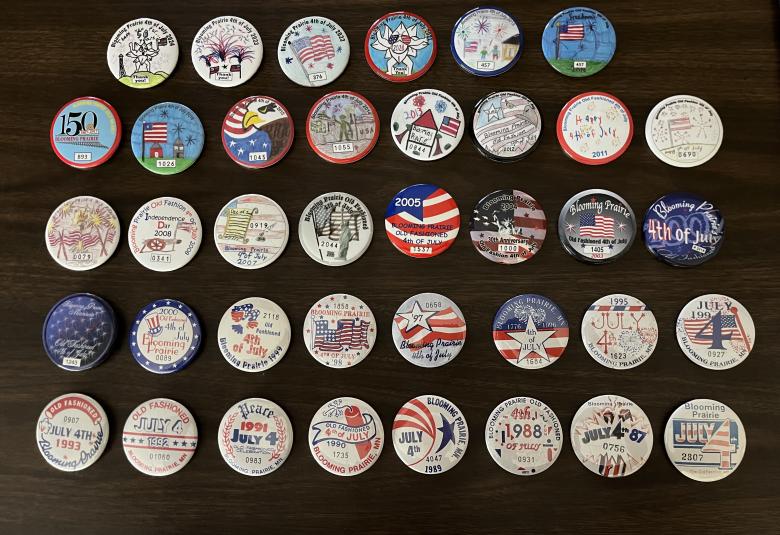 button collection, blooming prairie, 4th of july, buttons
