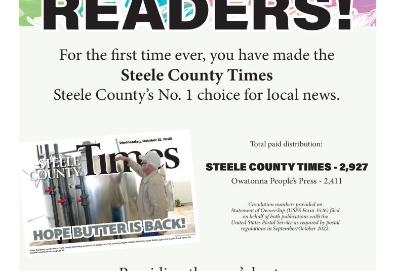 Steele County Times more subscribers than Owatonna People's Press